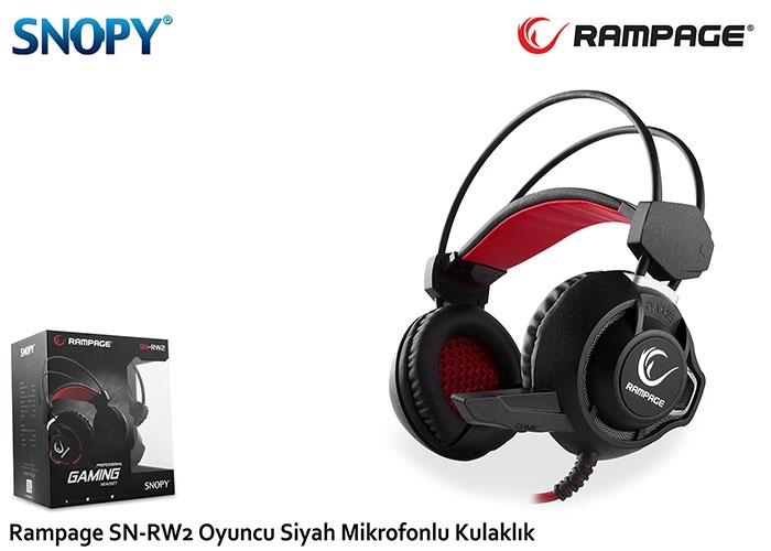 Snopy Rampage SN-RW2 Oyuncu Siyah Mikrofonlu Kulak