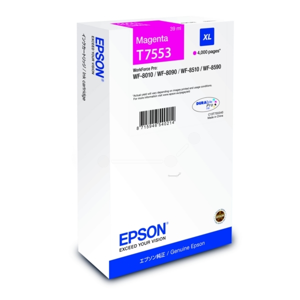 Epson T7553 Magenta Kırmızı Mürekkep Kartuş T755340