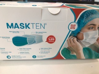 Maskten Yeşil 50li Lastik Halkalı 3 Telli Meltblown Maske