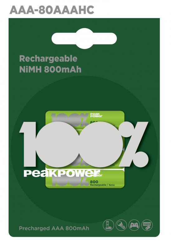 Peak Power AAA Boy İnce Kalem Pil Şarjlı 800mAh 4’lü Paket  80AAAHCMTK