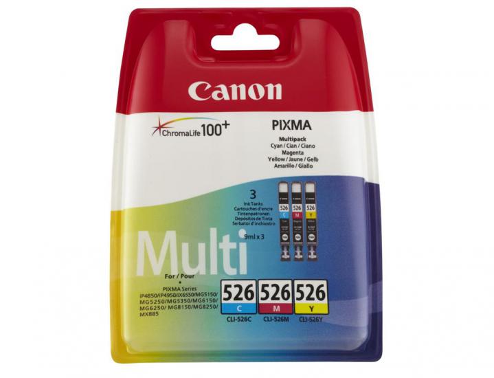 Canon CLI-526 Cyan-Magenta-Yellow Mavi-Kırmızı-Sarı 3’lü Multipack Mürekkep Kartuş