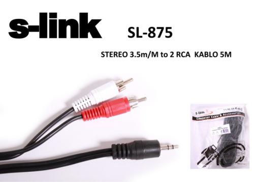 S-link SL-875 3.5mm Stereo To 2rca 5mt Kablo