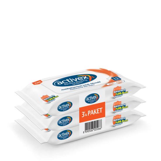 Activex Antibakteriyel 3lü Paket (1 paket 15li ) Islak Mendil