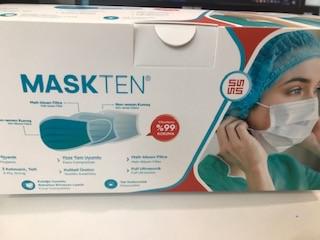 Maskten Beyaz 50li Lastik Halkalı Telli 3 Katlı Meltblown Maske