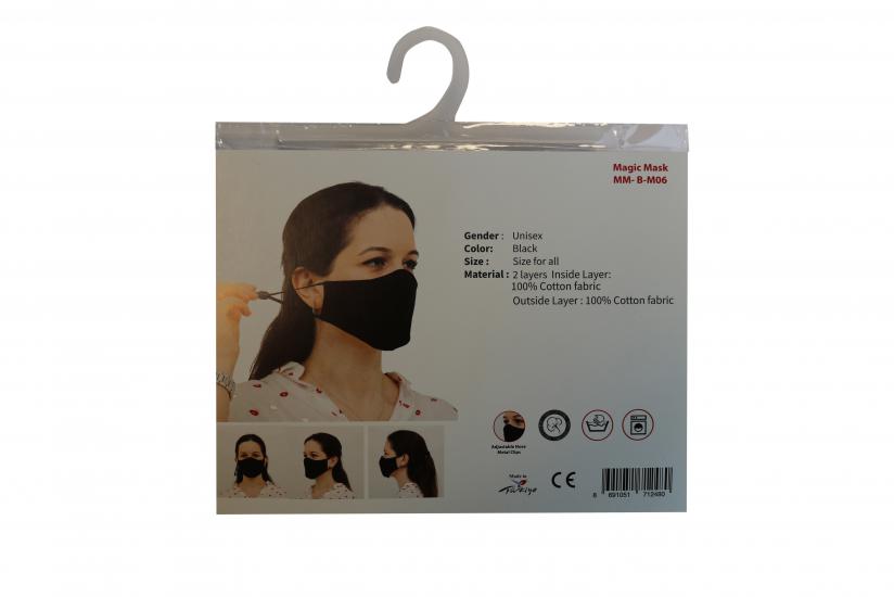 Maske MM-B-M06 Black Yıkanabilir Maske 100 yüzde Pamuk