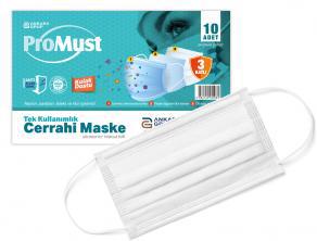 Promust Beyaz Geniş Lastikli 3 Katlı Ultrasonic Cerrahi Maske