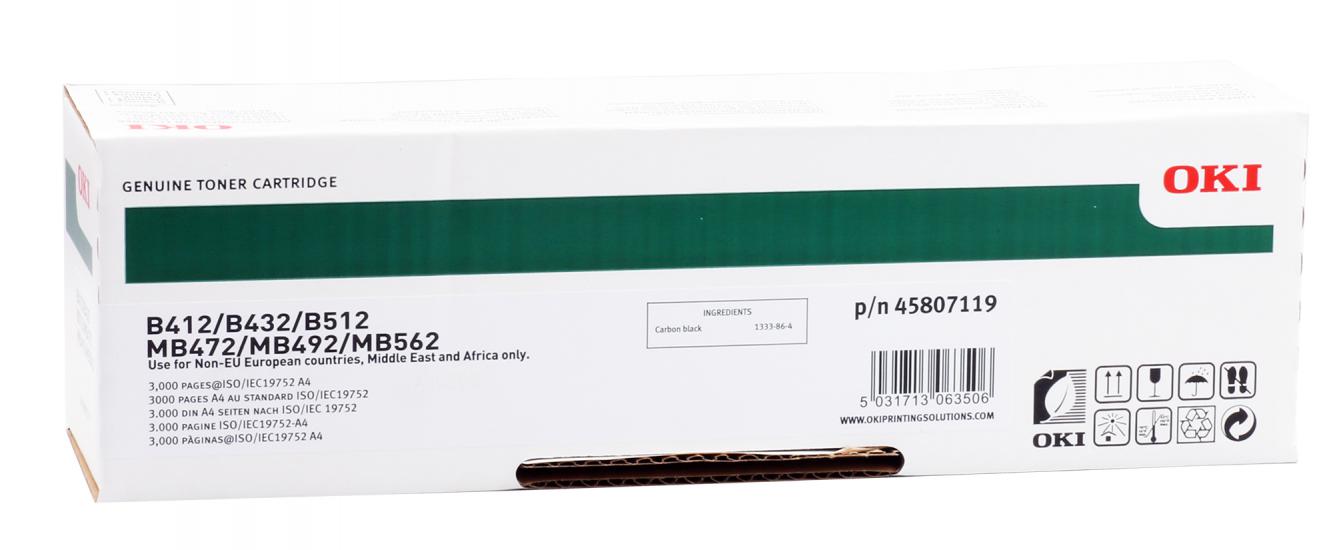 Oki B412-432-512 MB472-492-562 3 bin Sayfa Toner 45807119