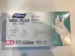 Polmix Med+Plus Pudrasız Glove Nano Tech 100’lü M-L Krem  Eldiven