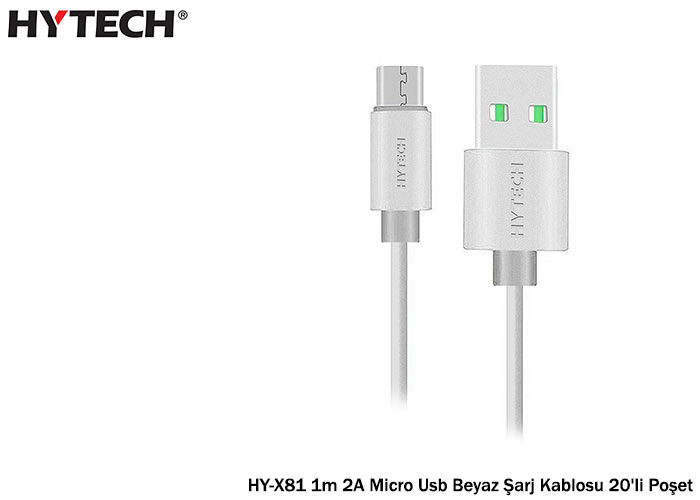 Hytech HY-X81 1m 2A Micro Usb Beyaz Şarj Kablos 20